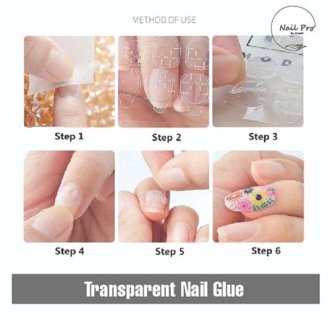 Transparent nail glue stickers (10 pcs)