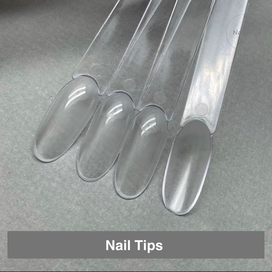 Nail tips on ring Round Transparent 50pcs